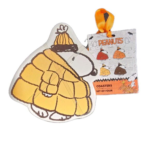 NEW Peanuts Snoopy Warm & Cozy Puffer Jacket FALL 2025 Ceramic Coaster Set of 4 - Picture 1 of 4